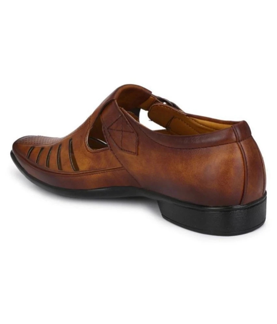 Leeport Camel Synthetic Leather Sandals - 10