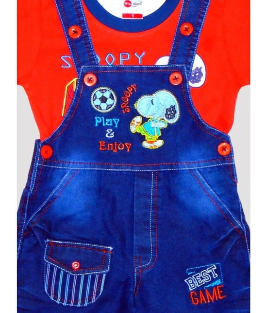 Wise Guys - Red Denim Baby Boy,Baby Girl Dungaree Sets ( Pack of 1 ) - None