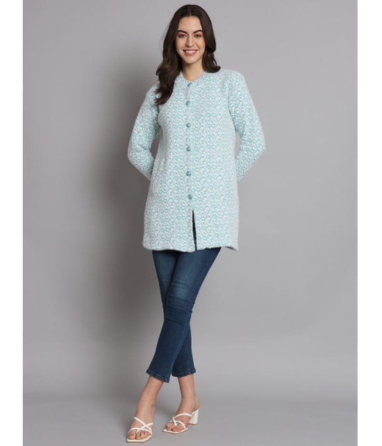 eWools.in Woollen Round Neck Women''s Buttoned Cardigans - Blue ( ) - None