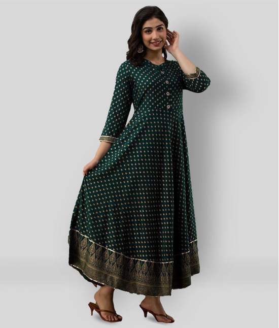 Lee Moda - Green Rayon Womens Flared Kurti ( Pack of 1 ) - M