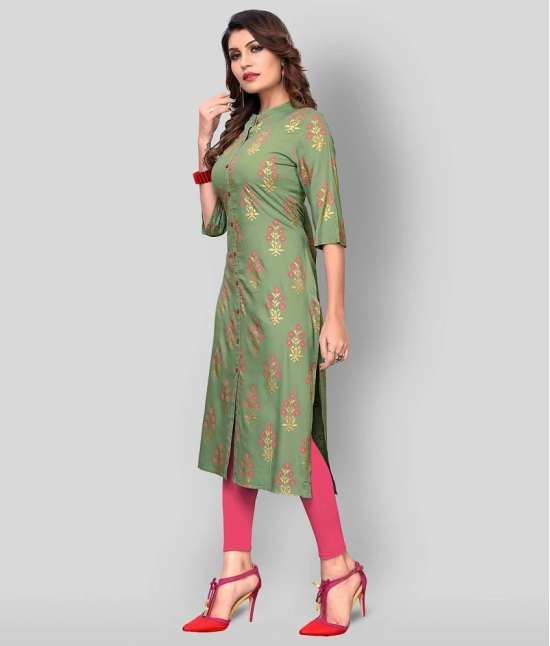 Vbuyz - Green Rayon Womens Front Slit Kurti ( Pack of 1 ) - S