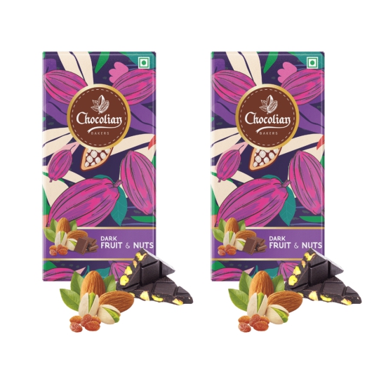 Chocolian Bakers Fruit & Nut Dark Chocolate Bar | 100% Veg | Eggless |