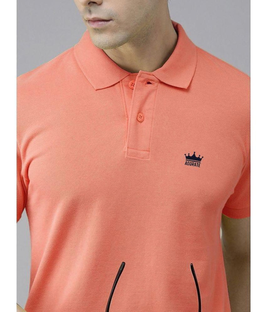 ADORATE Cotton Blend Regular Fit Solid Half Sleeves Mens Polo T Shirt - Coral ( Pack of 1 ) - None