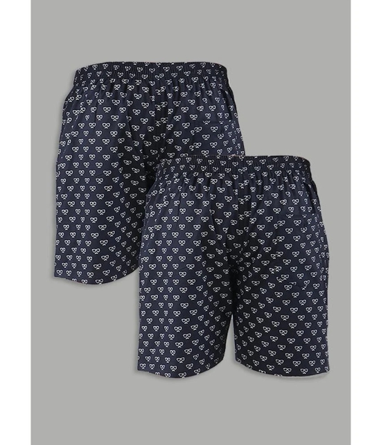 Navy Cotton Mens Boxer- ( Pack of 2 ) - None