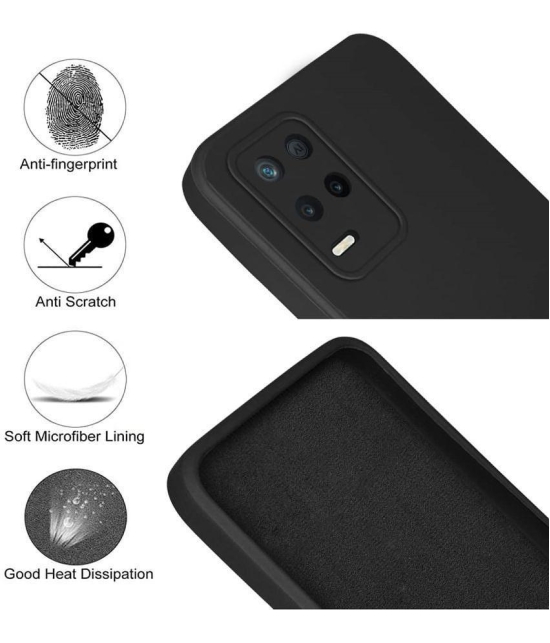 Case Vault Covers - Black Silicon Plain Cases Compatible For Realme narzo 30 5G ( Pack of 1 ) - Black