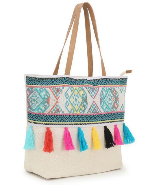 Anekaant White Fabric Tote Bag - White