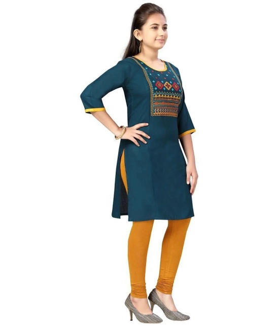 Aarika Dark Green Cotton Girls Kurti ( Pack of 1 ) - None