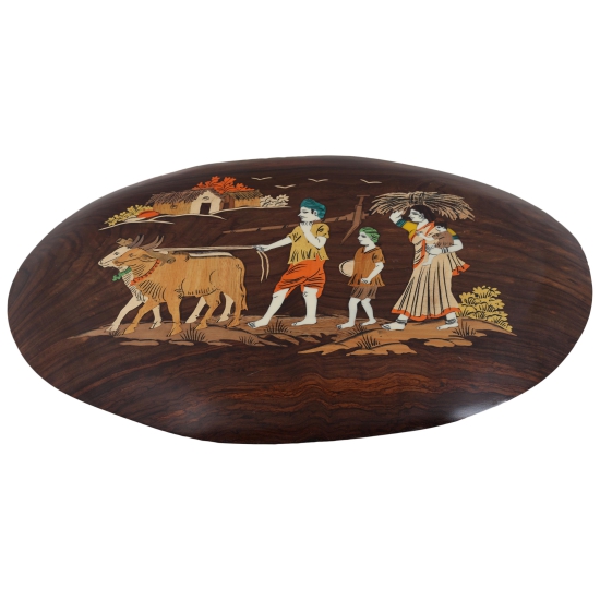 Rosewood Oval Cow Boy Panel