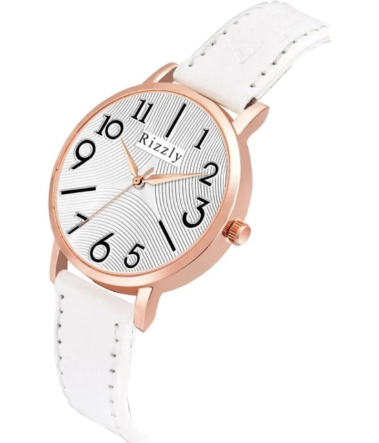 Septem White Leather Analog Mens Watch