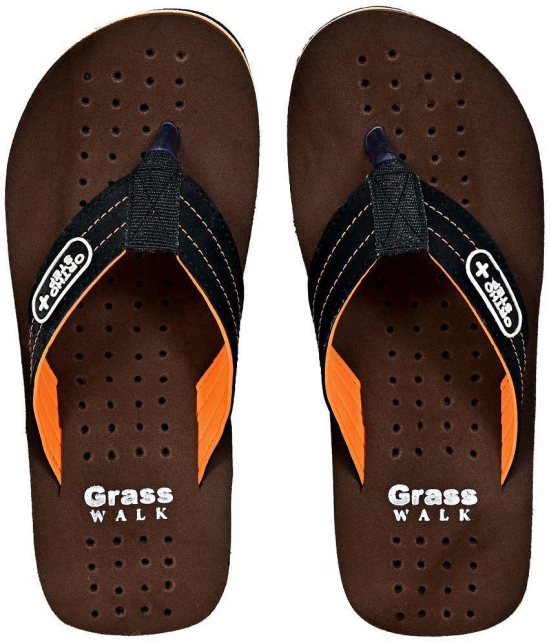 GRASS WALK - Brown Mens Thong Flip Flop - None