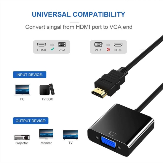 Lapster Quality Assured HDMI to VGA Adapter Cable 1.2 M  - 1 Piece