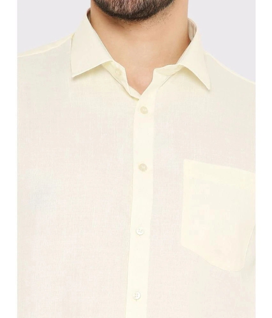 Maharaja Cotton Blend Slim Fit Solids Full Sleeves Mens Casual Shirt - Yellow ( Pack of 1 ) - None