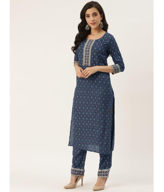 Kbz - Blue Straight Rayon Women's Stitched Salwar Suit ( Pack of 1 ) - None