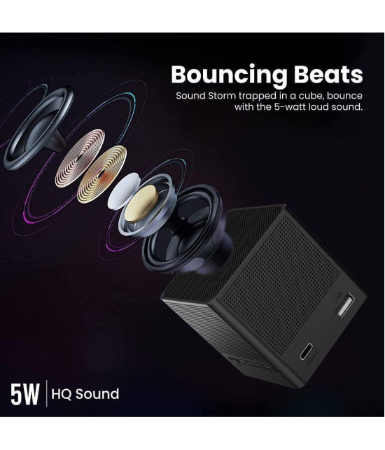 Portronics Bounce 2 5 W Bluetooth Speaker Playback Time 5 hrs Bluetooth v5.0 with Call function Black - Black