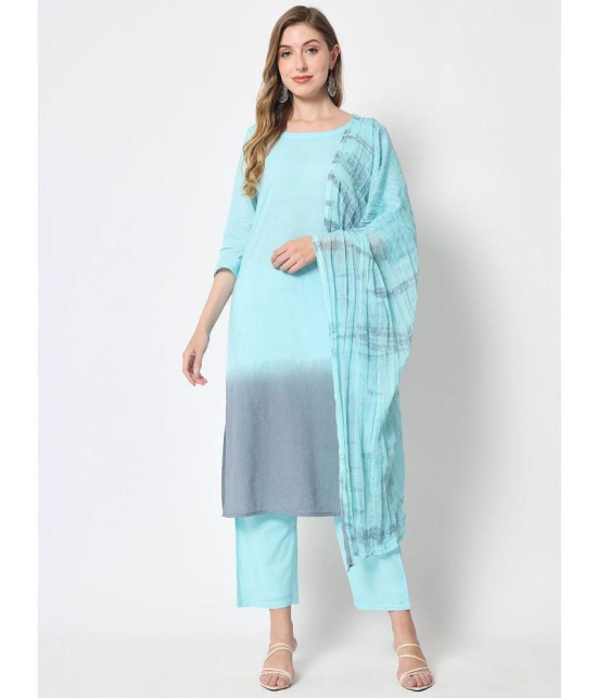 Kbz - Blue Straight Cotton Women's Stitched Salwar Suit ( Pack of 1 ) - None