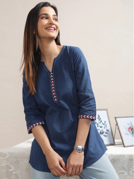 Indigo Embroidered Tunic-M