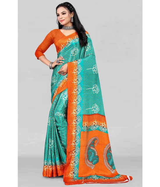 LEELAVATI - Orange Crepe Saree With Blouse Piece ( Pack of 1 ) - Orange