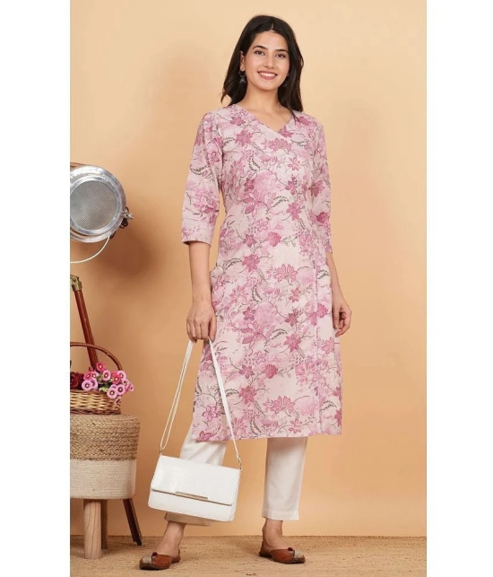 Vbuyz Cotton Printed Straight Womens Kurti - Pink ( Pack of 1 ) - None