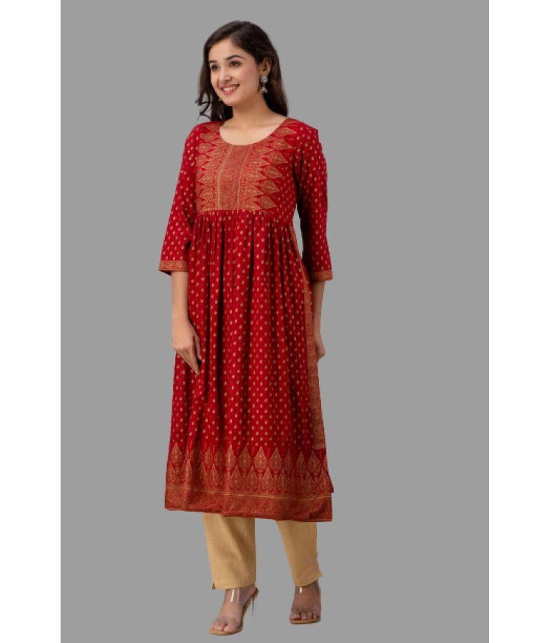 Lee Moda - Maroon Rayon Women''s Flared Kurti ( Pack of 1 ) - None