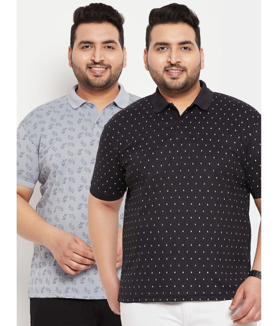 MXN Cotton Blend Regular Fit Printed Half Sleeves Mens Polo T Shirt - Charcoal ( Pack of 2 ) - None