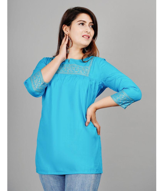 SIPET - Light Blue Rayon Womens Tunic ( Pack of 1 ) - None