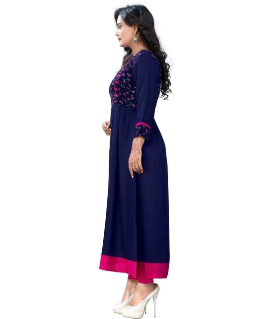 Vbuyz - Blue Rayon Womens Anarkali Kurti ( Pack of 1 ) - None