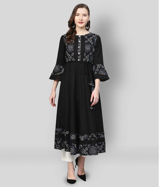 Yash Gallery - Black Cotton Blend Womens Flared Kurti - 3XL