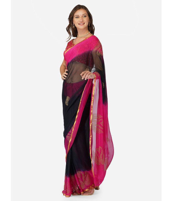 london arc - Black Chiffon Saree With Blouse Piece ( Pack of 1 ) - Black