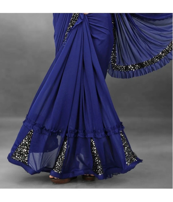 Apnisha - Blue Lycra Saree With Blouse Piece ( Pack of 1 ) - Blue