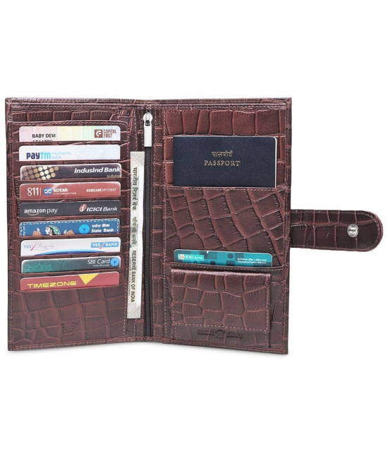 samtroh Croco Desing Leather Brown Passport Holder - Brown