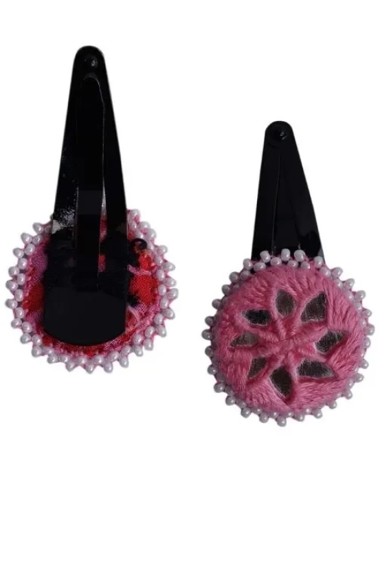 Antarang Handcrafted Black Tic Tac Pins By Divyang & Rural Women- Pink