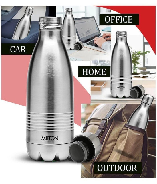 Milton Duo DLX 350 Thermosteel 24 Hours Hot and Cold Water Bottle, 350 ml, Silver - Silver