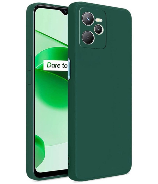 Case Vault Covers - Green Silicon Plain Cases Compatible For Realme C35 ( Pack of 1 ) - Green