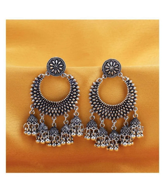 Sukkhi Trendy Oxidised Chandelier Earring for Women - Silver