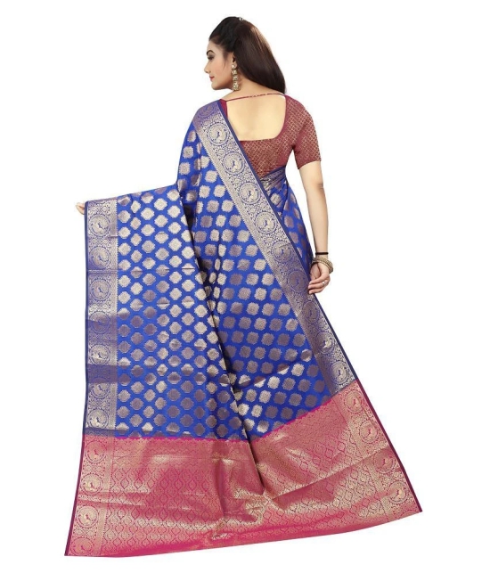 Gazal Fashions Blue Banarasi Silk Saree -