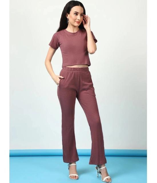 Rigo Mauve Solid Pant Top Set - None