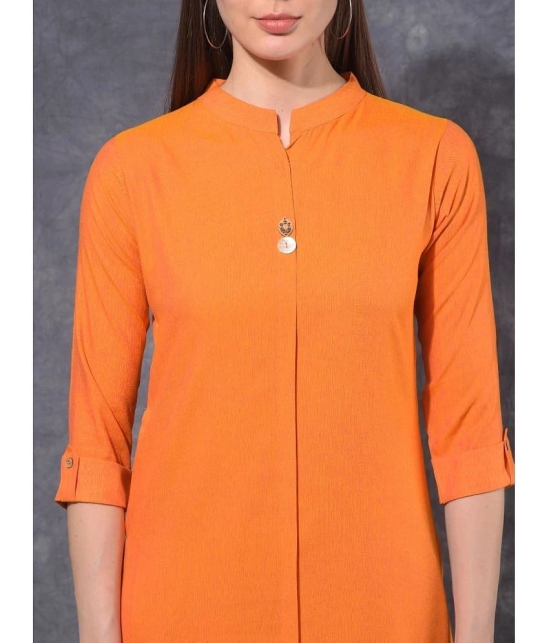 Mamoose Cotton Blend Self Design Straight Womens Kurti - Orange ( Pack of 1 ) - None