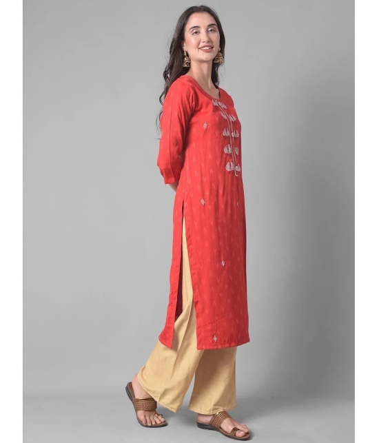 Dollar Missy Cotton Blend Embroidered Straight Womens Kurti - Red ( Pack of 1 ) - None