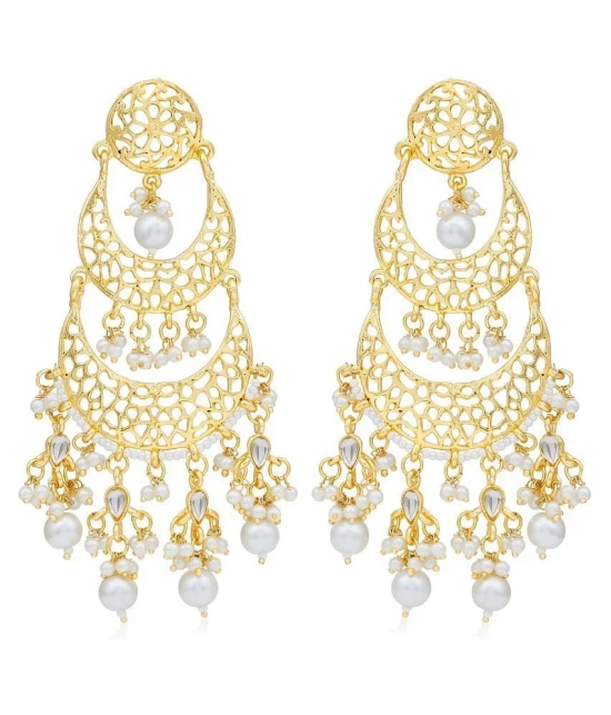 Sukkhi Astonish Gold Plated Pearl Chandelier Earring For Women - Golden