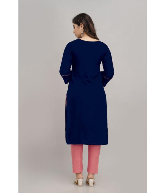 Kapadia - Navy Front Slit Rayon Women''s Stitched Salwar Suit ( Pack of 1 ) - None