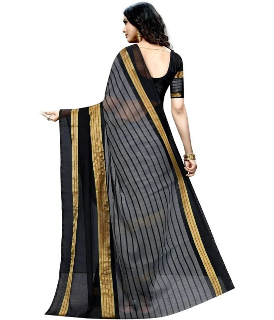 Saadhvi Cotton Silk Printed Saree With Blouse Piece - Black ( Pack of 1 ) - Black