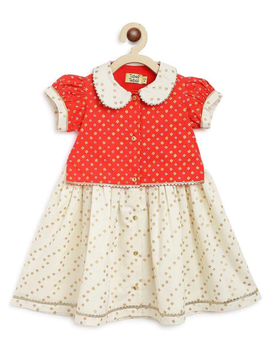 Baby Girl Bandhani Pattu Pavdai-Red 1Y