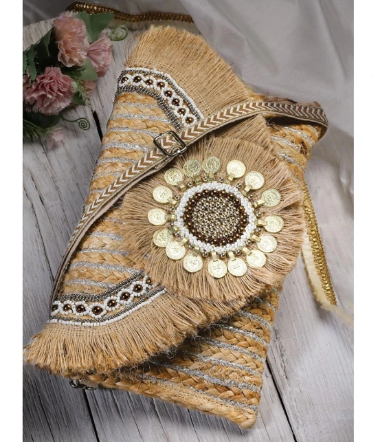 Anekaant Beige Jute Sling Bag - Beige