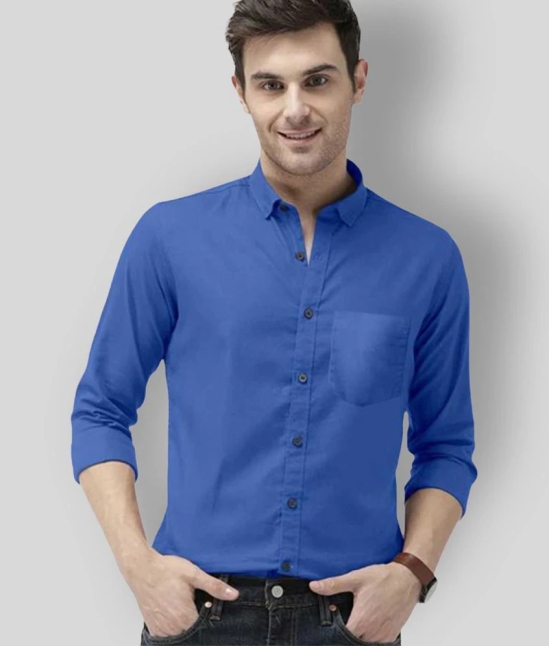 Springberry - Blue Cotton Slim Fit Mens Casual Shirt ( Pack of 1 ) - None