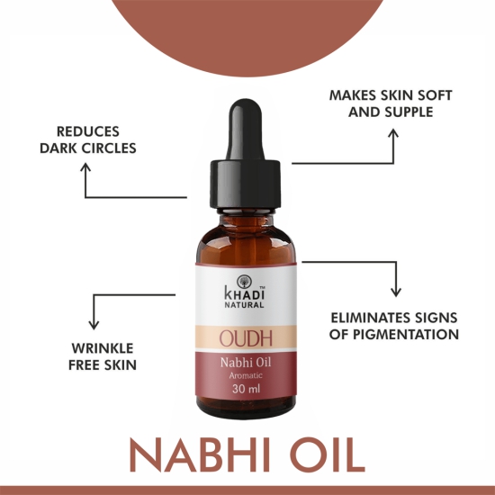 Khadi Natural Oudh Belly Button Oil for Acne & Dark Spots (30ml) | Ayurvedic Nabhi Oil for Skin Health Improvement | Contains Lemon Oil, Neem Oil for Skin