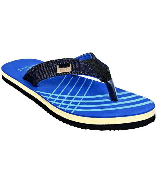 GRASS WALK - Blue Mens Thong Flip Flop - None