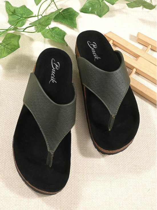 Bucik - Olive Men''s Thong Flip Flop - None