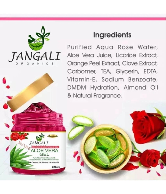 PURE Jangali ORGANICS 100% PURE Rose Aloe Vera Gel for Beautiful Skin & Hair 220G