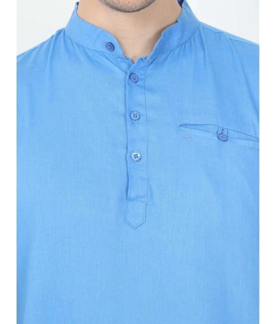 Springberry - Shirt Style 100 percent Cotton Sky Blue Mens Kurta ( Pack of 1 ) - None