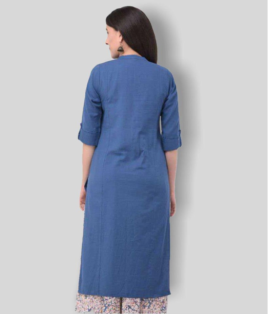 Pistaa - Blue Cotton Women's Straight Kurti ( Pack of 1 ) - S